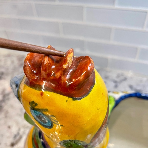 Vintage Hand-painted Mexican Talavera Ceramic Chicken Planter - Picture 8 of 11